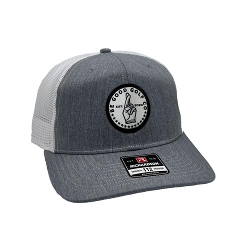 Be Good Trucker Cap:  Heather Grey and White